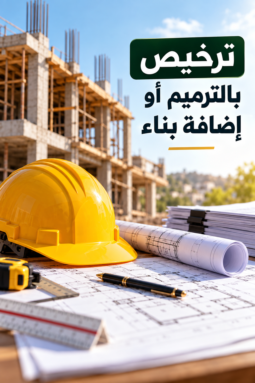 مبنى وأعمال إنشائية لخدمة طلب رخصة بناء