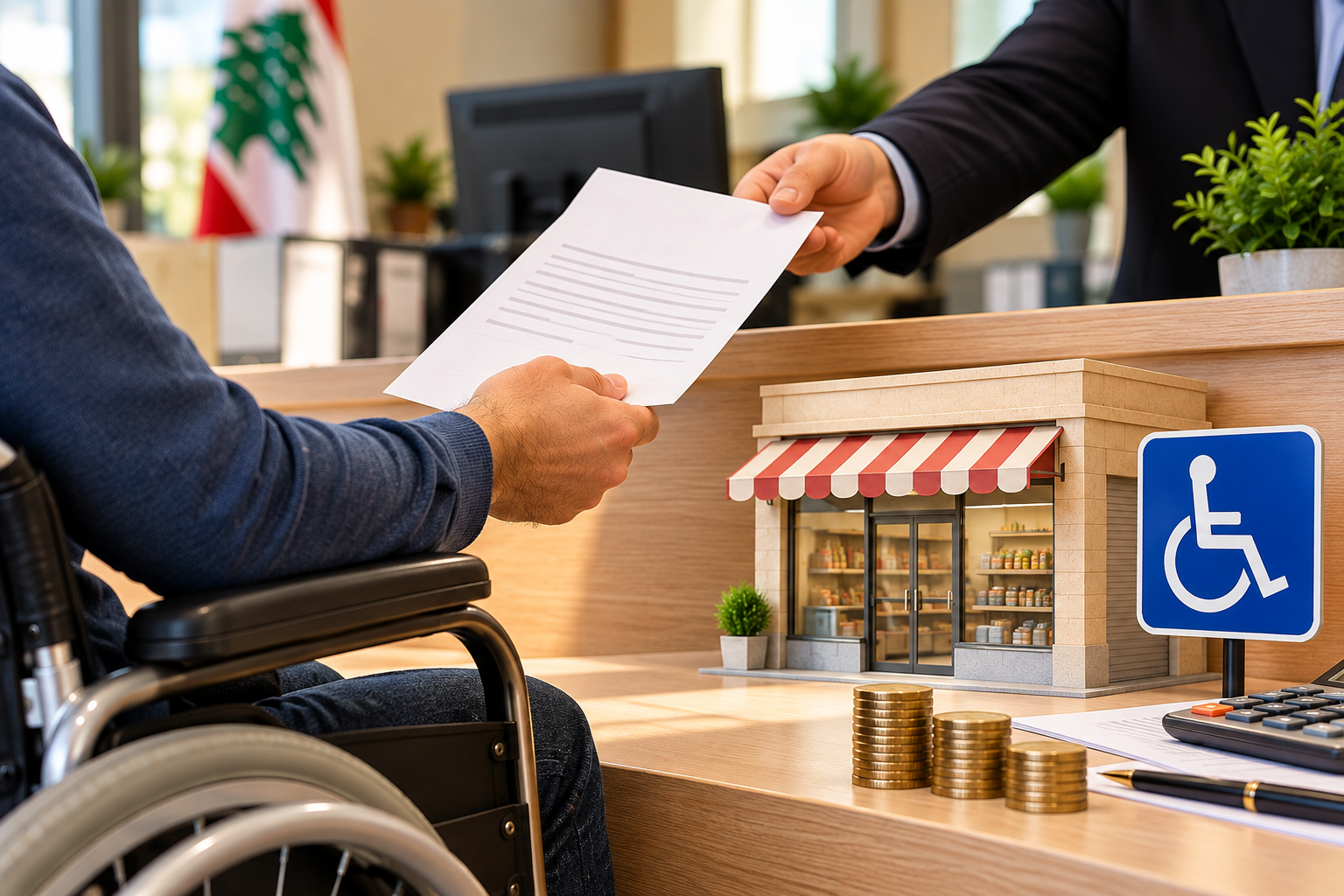 طلب إعفاء محل إقلمة معوق من الرسوم على القيمة التأجيرية